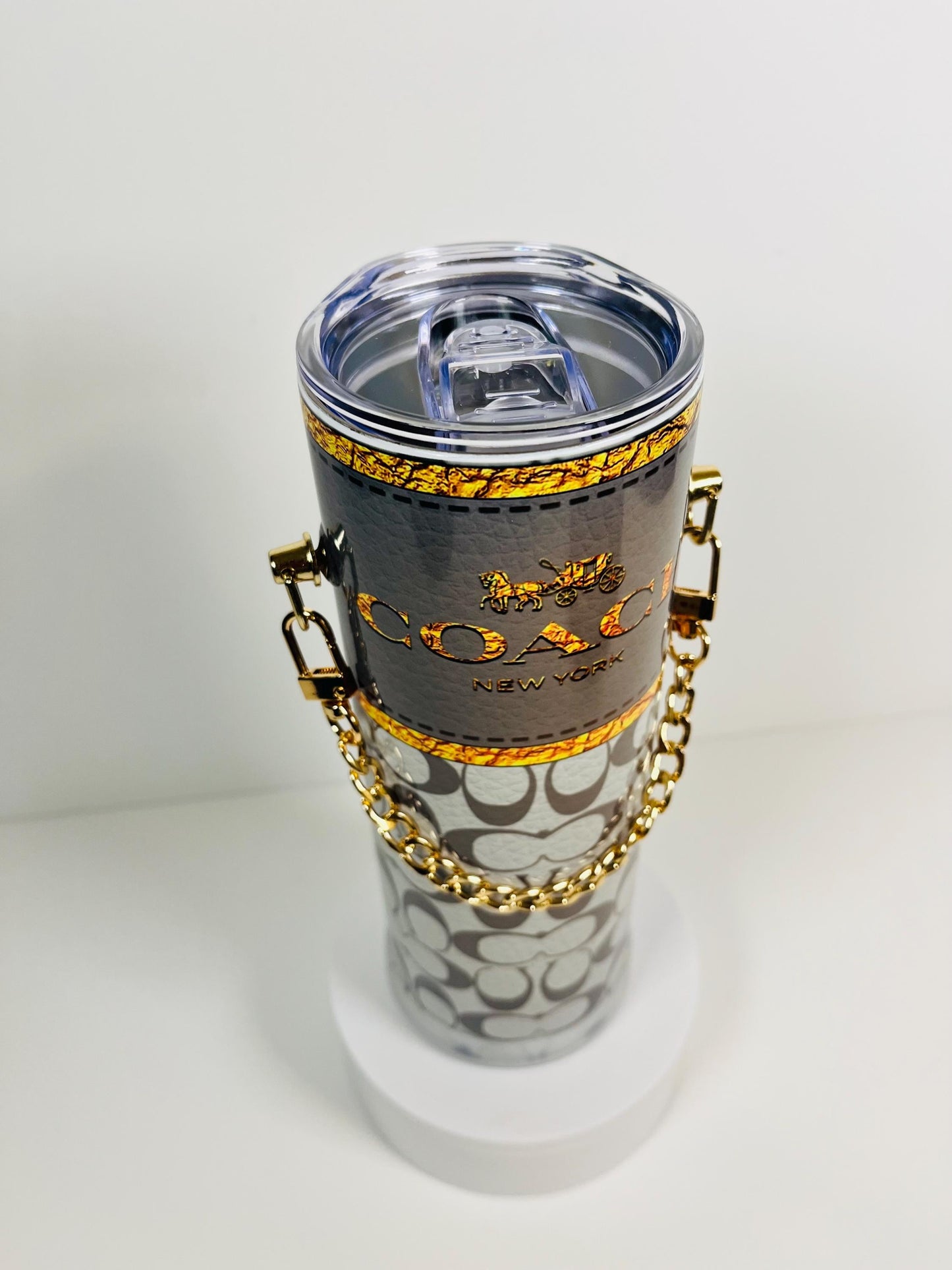 Handbag Tumbler: Stainless Steel, Double-Walled with Straw