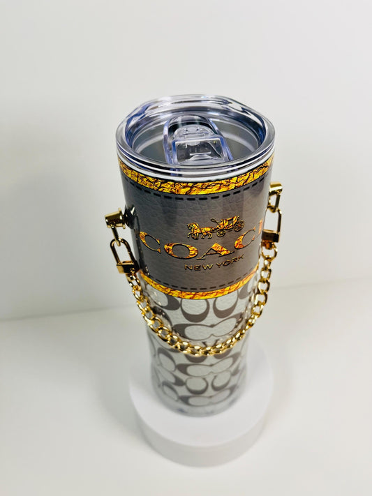 Handbag Tumbler: Stainless Steel, Double-Walled with Straw
